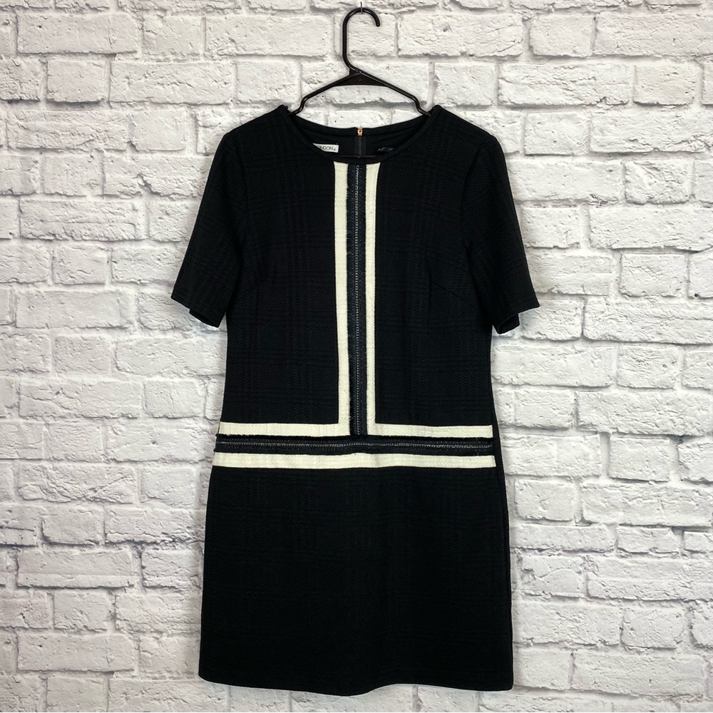 Maggy London Black Dress with Ivory Trim
